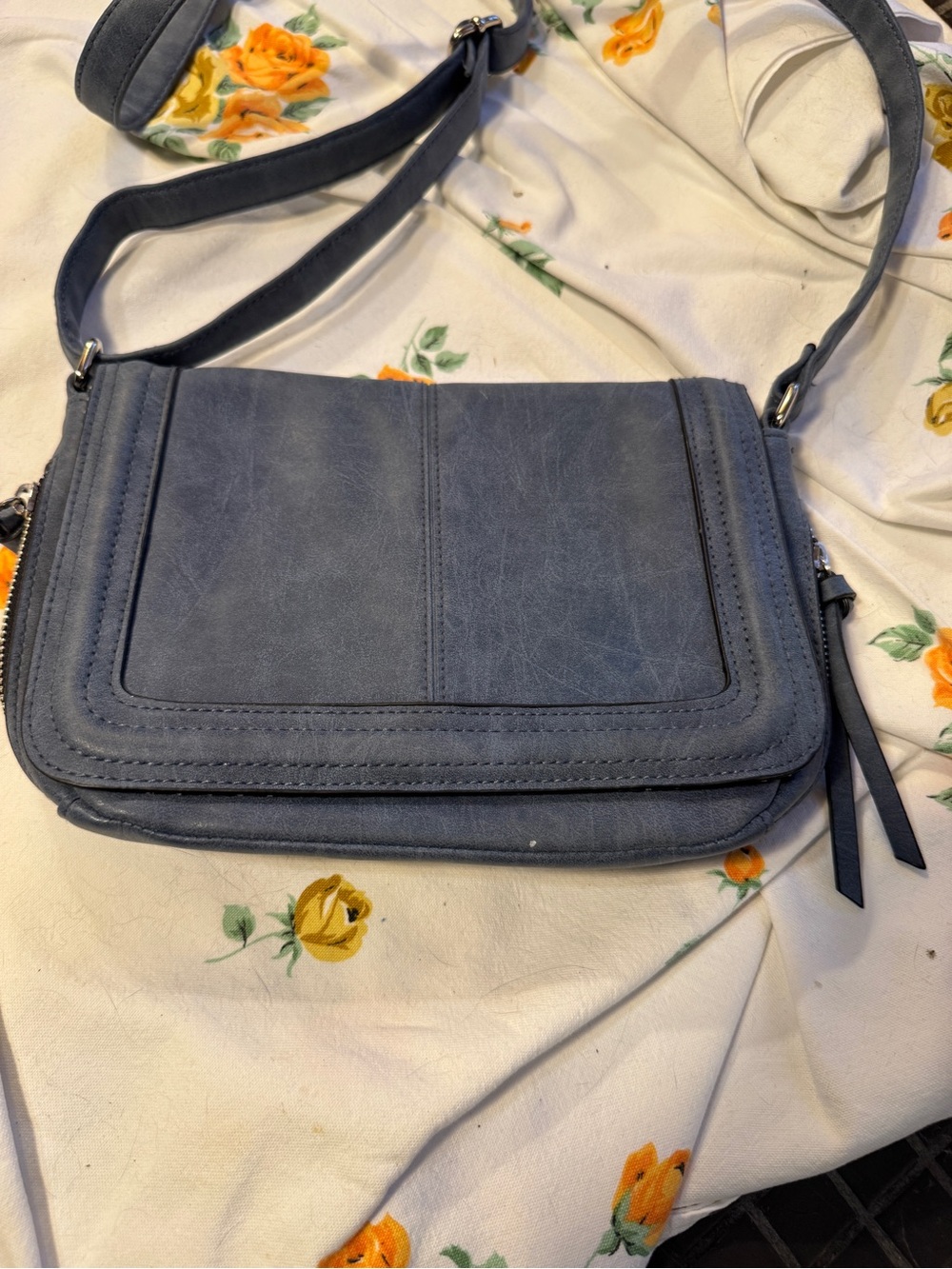American Eagle Women's Blue Crossbody Bag - Classic Flap Shoulder Purse